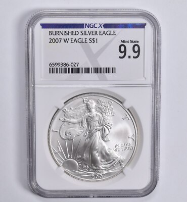 Mint State 9.9 2007-W Burnished Silver Eagle NGC X NGCX ALMOST