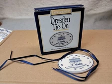 Longaberger Tie On Dresden Basket Accessory 1.5" Ceramic w Ribbons 33707 New T40