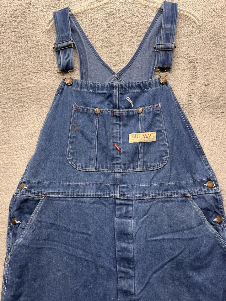 Mono Big Mac para hombre 38x32 azul carpintero baberos ropa de trabajo americana mezclilla al aire libre Foto 2 de 4