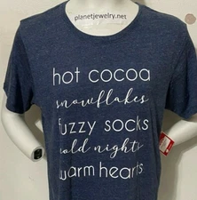 HOT COCOA Snowflakes FUZZY SOCKS Warm Hearts TEE Women's Size L, XL NWT