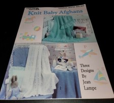 CD3 LEISURE ARTS 1992, KNIT BABY AFGHANS PATTERN LEAFLET - 3 DESIGNS