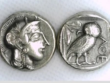 Greek Greece Attica Athens Owl coins Athena Corinthian Helmet Repro coin Xmas