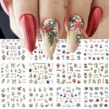 12pcs Nail Stickers Winter Fruit Stickers Water Nail Slider Set Xmas Christmas