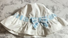 Janie and Jack Hat Girls 6-8 White Blue Ruffle New