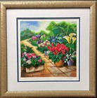 Heddy Kun "Flower Garden"  Framed Hand Signed & # Israeli Art Floral New