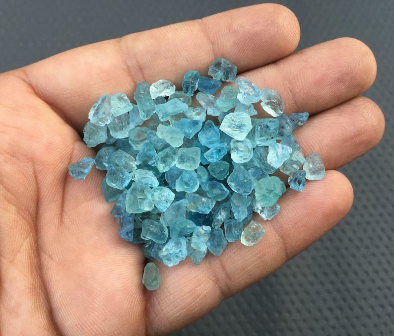 SHIR STONE シアストーン　4-12×44mm Aquamarine Rough Stone Approx 60 to 111 g Palm Stones