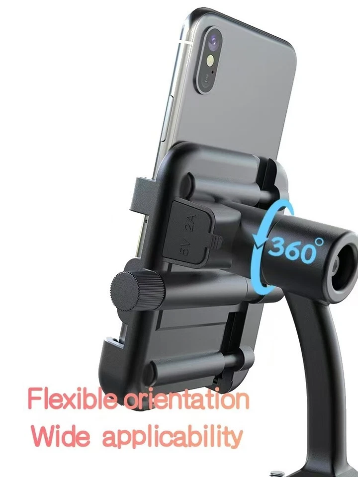 Soporte para teléfono celular CNC para motocicleta montaje en manillar USB cargador rápido accesorios Foto 3 de 4