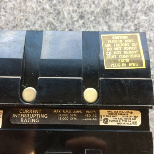 Square D FA34030 3 Pole 30 Amp 480Vac I-Line Circuit Breaker BLACK - NICE COND. - Picture 2 of 13