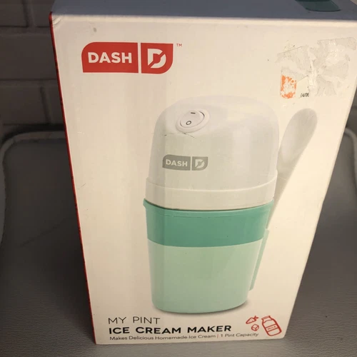 Dash My Pint Ice Cream Yogurt Sorbet Maker Aqua & White With Mixing Spoon