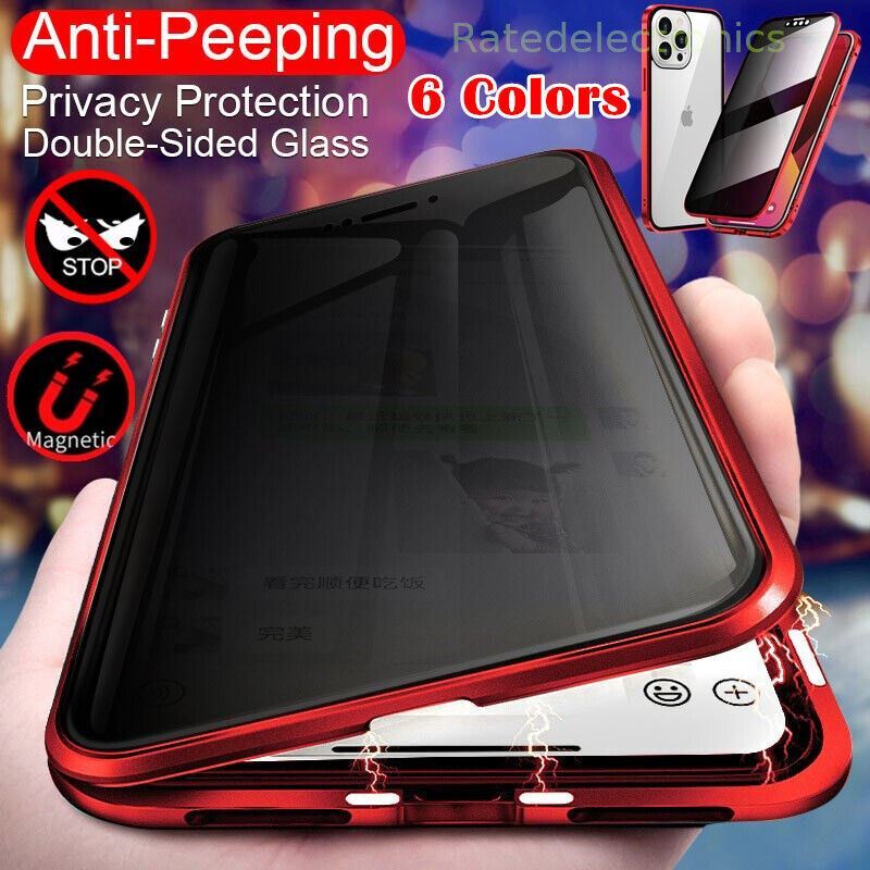 Magnetic Anti Spy Privacy 360 Protective Case iPhone 14 13 12 11 Pro XS Max XR X