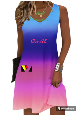 Vibrant Ombre V-Neck Tank Dress Soft Micro Elastic Polyester Casual Summer  | eBay