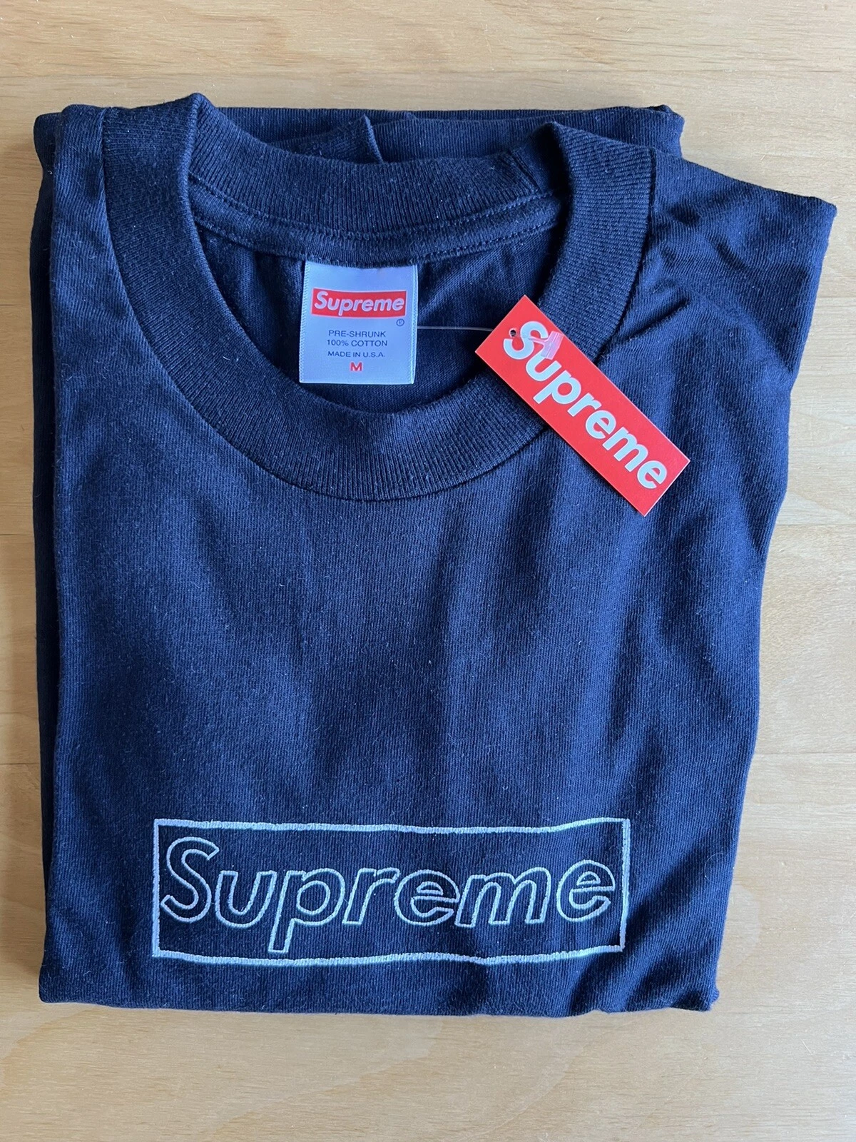 Tee shirt logo craie Supreme Kaws marine moyen SS21 100 % authentique