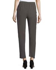 NWT Eileen Fisher Cobblestone Brown Silk Georgette Crepe Luxe Trouser Size 2X