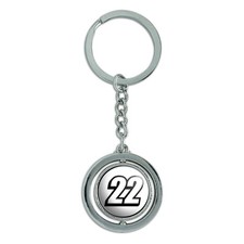 22 Number Twenty Two Spinning Round Metal Key Chain Keychain Ring