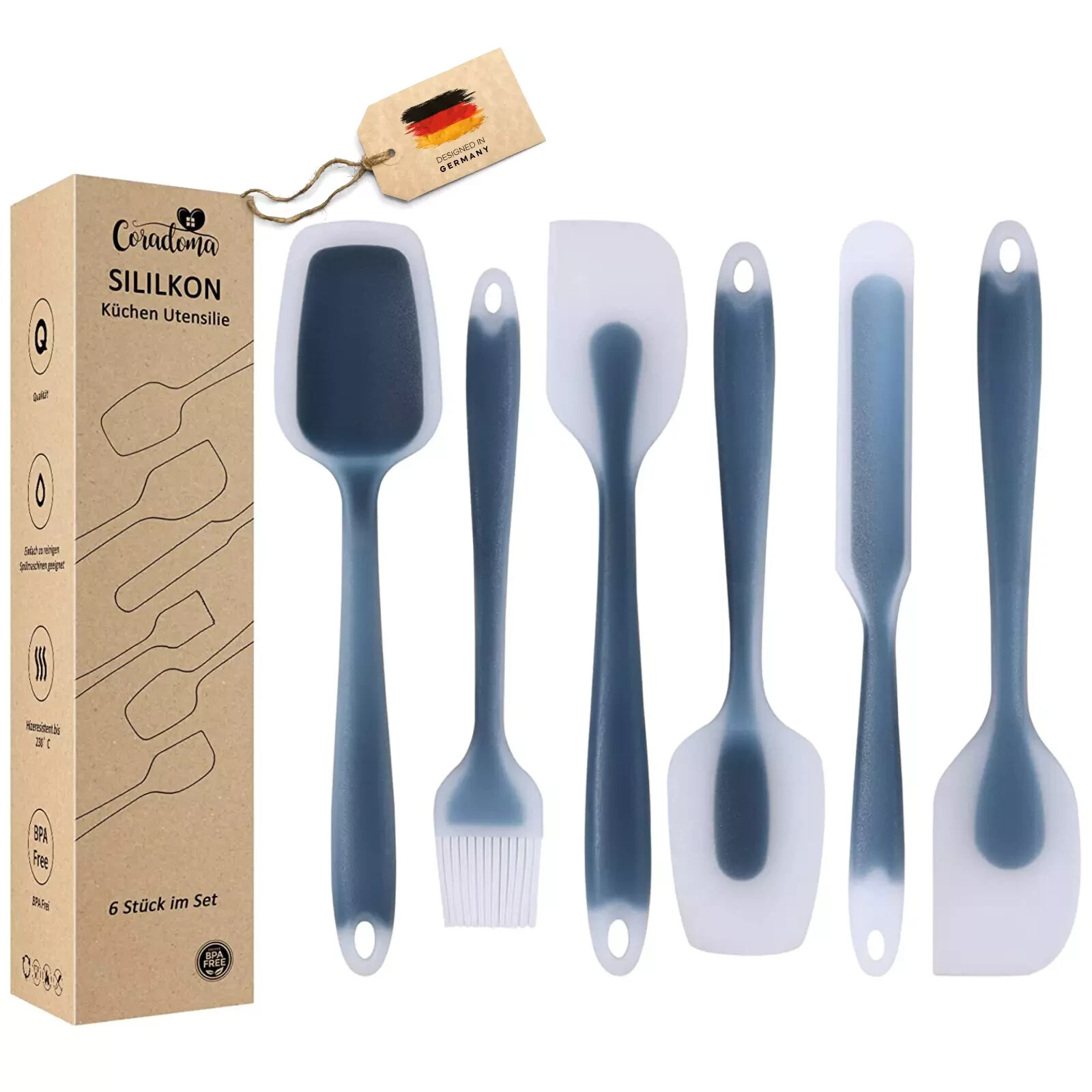 Silikon Geschirrset Küchenutensilien Küche 6-tlg Küchenhelfer Set mit Spatel
