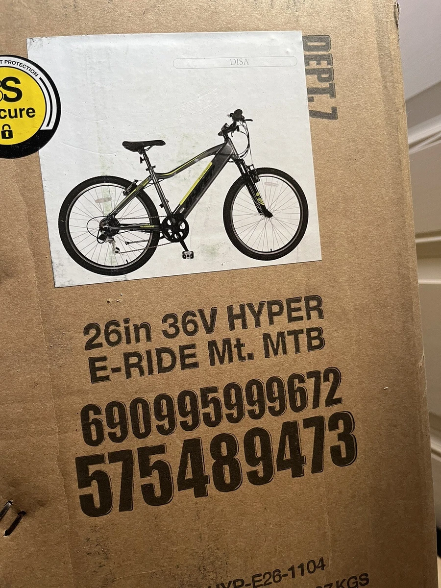 Hyper E ride Electric Mountain Bike 26 Inch Wheels 36 Volt