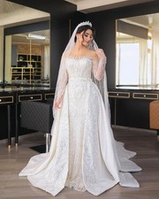 Luxury Lace Sparkling Mermaid Wedding Dress Sweetheart Train Long Bridal Gown