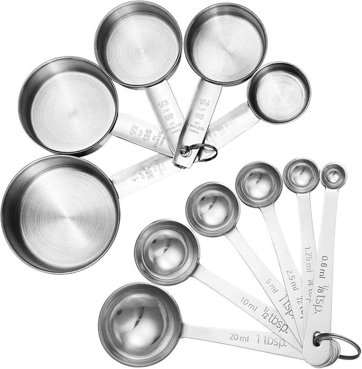 11 Piece Stainless Steel Measuring Spoons and Cups Set for Cooking and Baking
Opens in a new window