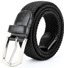 Stretchable Braided Woven Belt Men Women Elastic Fabric Fits Up to 40" Waist