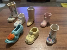 7 -Collectible Vintage Miniature Porcelain Shoes/Boots Lot Variety Of Brands