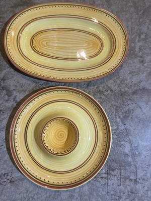 Mexican Appr. 15  Diameter Chips and Salsa Dip Bowl 14  X 20  Oval Food Platter