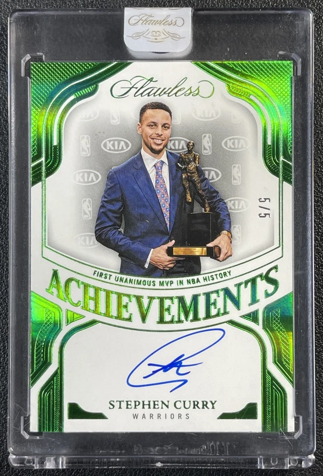 STEPHEN CURRY 2024-25 PANINI FLAWLESS ACHIEVEMENTS EMERALD AUTO 5/5 WARRIORS MVP