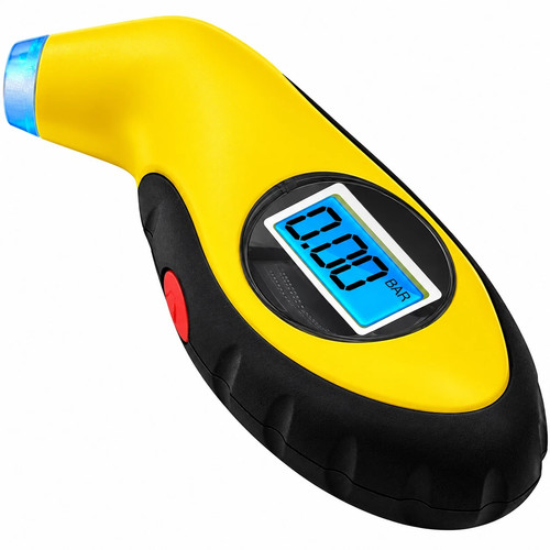 Digital Air Pressure Gauge Yellow PSI with LCD Display Bike Car Motorcycle Tyre
