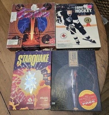 IBM Lot Of 4 Pre-owned Games (Gretzky, StarQuake, LHX Attack Chopper, Excalibur)