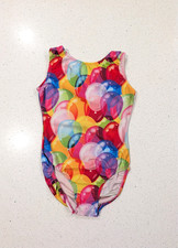 CUTE BIRTHDAY Foxy CL Child Large Gymnastics Dance Leotard RAINBOW Balloons Soft