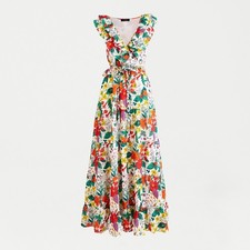 NWT J.Crew Ruffle-front Maxi in Ratti Island Botanical Print Cotton Dress 8