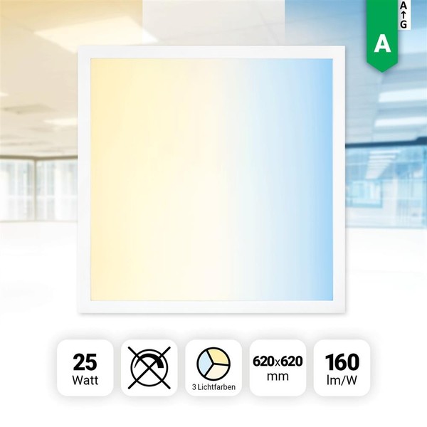 Led Panel 62X62 3CCT 3000K 4000K 6000K 25W 4000Lm Rasterleuchte Bls2.0-image