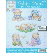 Tobin Bears Stamped for Cross Stitch Baby Quilt Kit,Cross Stitch Kits