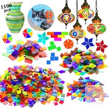 1100 Pcs Mosaic Tiles, Glass Mosaic Tiles for Crafts Bulk, Stained Mosaic Glass