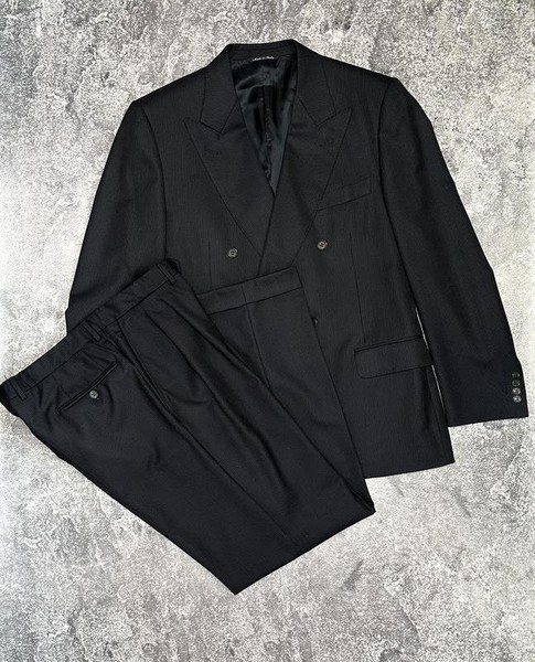 Men Canali Suit Black Wool L