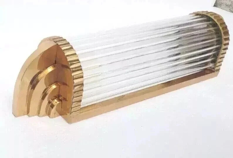 Aplique de pared Art Deco vintage de latón y vidrio de colección 1 pieza Foto 4 de 4