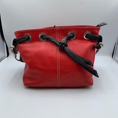 Vera Pelle Medium Fuchsia Handbag Womens Red Leather Detachable Shoulder Bag