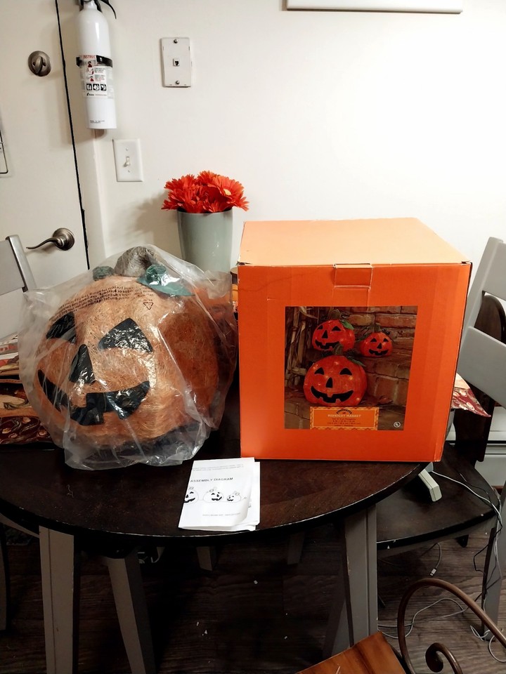 3 Large Medium Small Indoor /Outdoor Pumpkins With 50 Led Lights In The ...