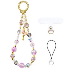 BEEFLYING Crystal Glass Beaded Phone Charms Wrist Strap Lilac Butterfly