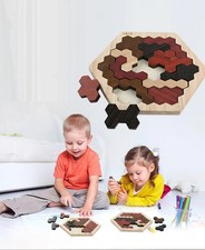 Montessori Wooden Geometry Puzzle Game STEM IQ Tangram for Kids