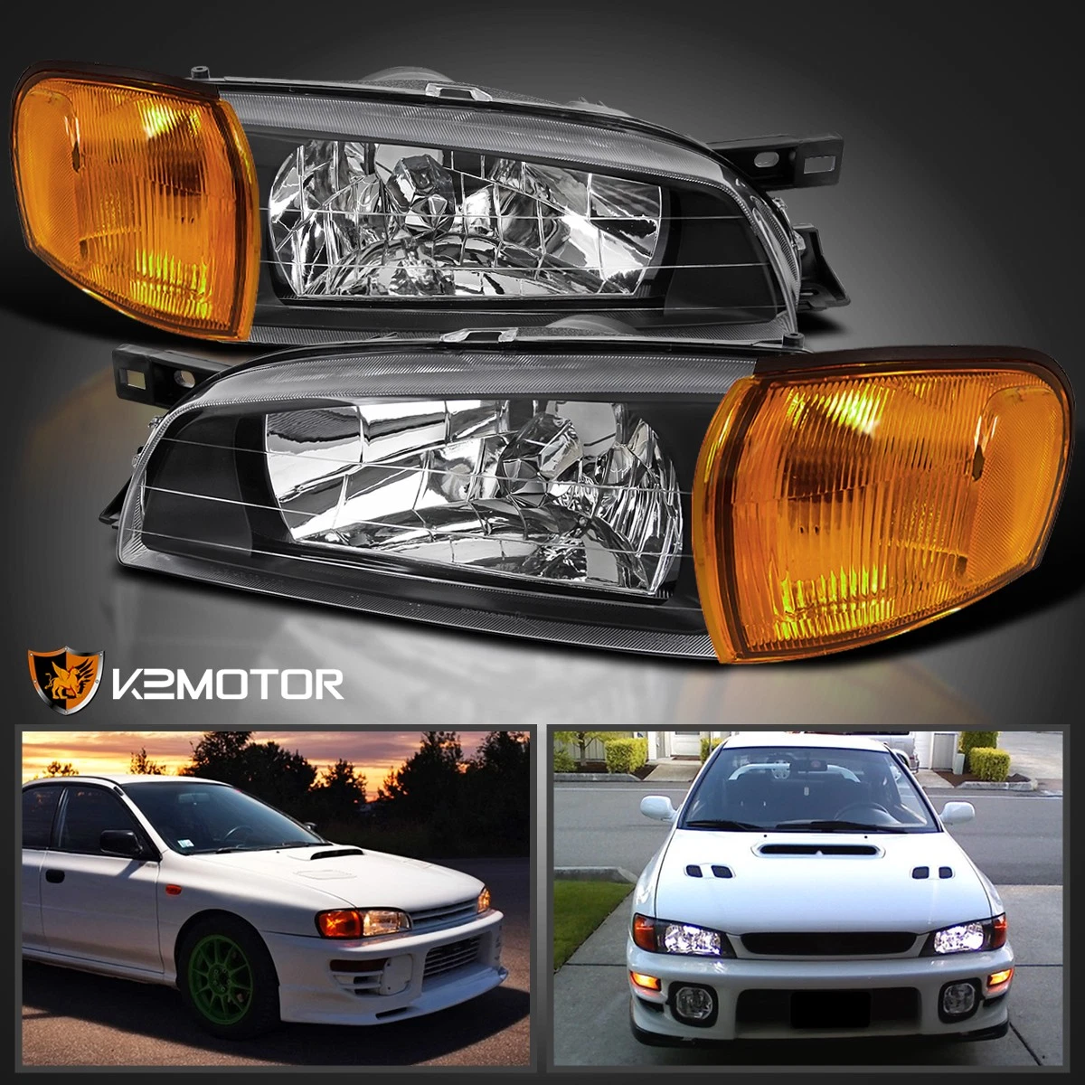 Gtinthebox Smoked Lens Car Front Bumper Turn Signal Light Cover Housings For 1993-2001 Subaru