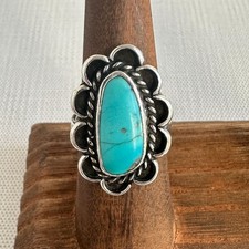 1970s Navajo Sterling Silver Turquoise Ring Size 6, Native American Turquoise...
