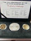 1oz 999 Silver 2014 Walking Liberty 15th Anniversary Us State Quarter Set Box
