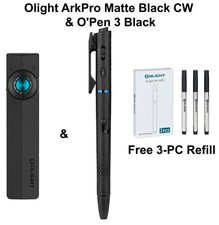 Olight ArkPro Class 3R Matte Black CW  Open 3 Pen Light, FREE 3-PC Refills
