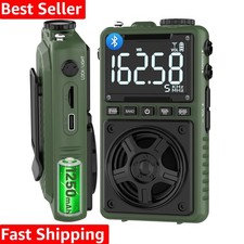 Bluetooth AM FM Shortwave Radio with NOAA  Flashlight, 1250mAh Rechargeable