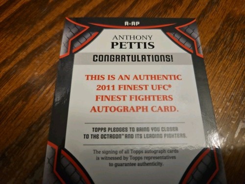 2011 Topps UFC Finest Fighters Autograph Insert Card Anthony Pettis #A-AP Auto - Picture 5 of 6