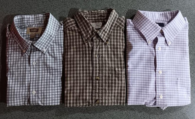 LOT OF 3 MEN'S MENS SHORT SLEEVE SHIRTS LL Bean Foundry Stafford Size L LARGE