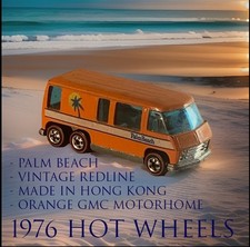 Rare Hot Wheels 1976 Hong Kong Vintage Redline Orange Gmc Motorhome Palm Beach