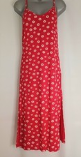 PLT PRETTY LITTLE THING Ladies red floral midi dress size 8 (A668)
