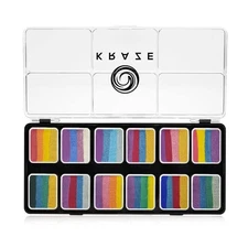 Splash Glam 12 Color Metallic Split Cake Palette (6 gm) with 2 Brushes - Wate...