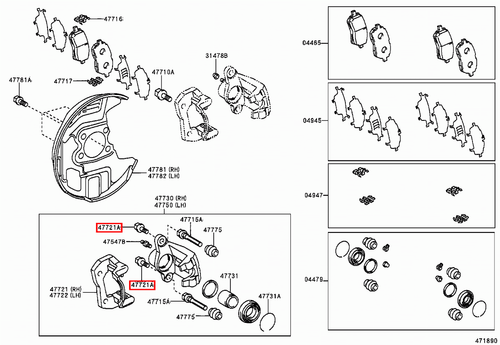 Genuine Pruis ZVW55 ZVW51 ZVW50 RAV4 ACA30 Front Disc Brake Caliper Bolt x2 - Picture 17 of 20